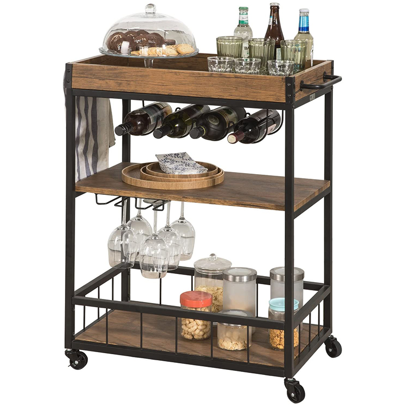 Metal and wood kitchen trolley