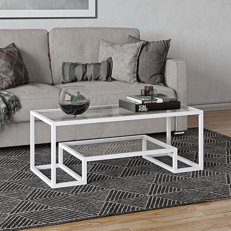 Geometric-Inspired Glass Console Table