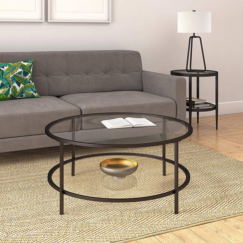 Coffee Round Table With Clear Glass